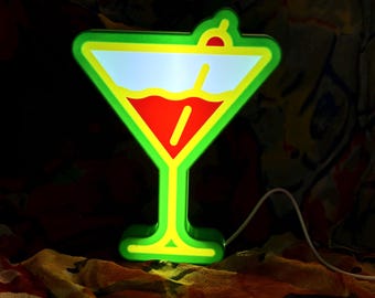 Martini Light Box | LED Cocktail Light | Bar Decor Night Light | Martini Lover Gift | Fun Home Bar or Desk Decor