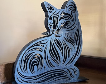 Shadow Cat – Midnight Muse Modern Cutout Sculpture