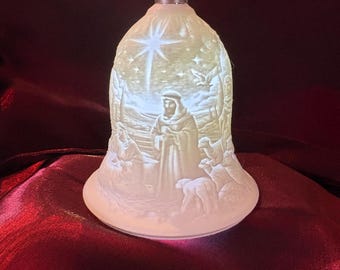 3D Printed Nativity Scene Bell: LED Light Up Christmas Ornament