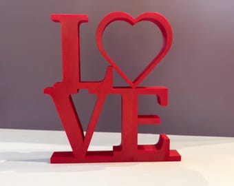 Love Heart Sign | Valentine’s Day Decor | Romantic Home or Office Figurine | 3D Printed Love Plaque Gift