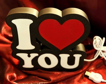 I Love You Light Box | LED Love Sign | USB Night Light | Romantic Home Decor | Anniversary or Valentine Gift