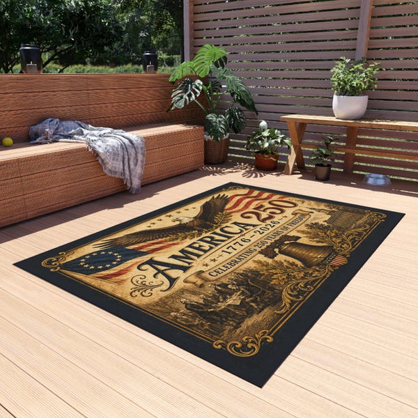 America 250th Birthday 1776 Patriotic Indoor Outdoor Rug Patriotic Carpet USA Freedom Patio Style July 4th Deco Independence Day Celebration