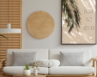 Time to Relax Printable Wall Art | Minimalist Palm Leaf Digital Download | Boho Spa Poster