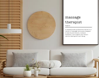 Massage Therapist Wall Art Printable | Minimalist Typography Definition Print