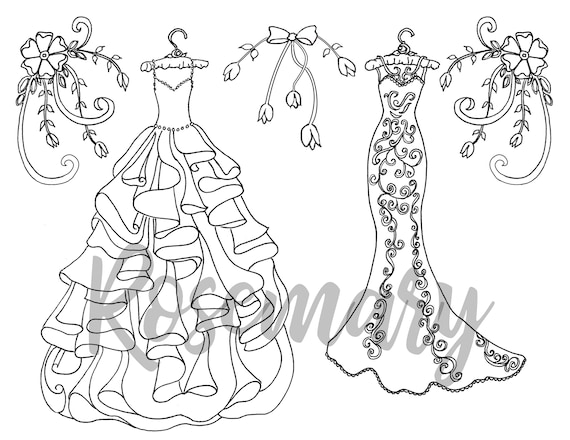 Coloring Page Download Wedding Bridal Adult Coloring Page Etsy