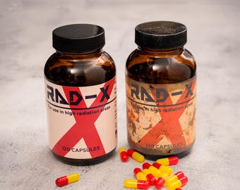Fallout Rad-X Glass Bottle Prop Replica | Handmade Chem Container | Wasteland Cosplay Collectible Gift