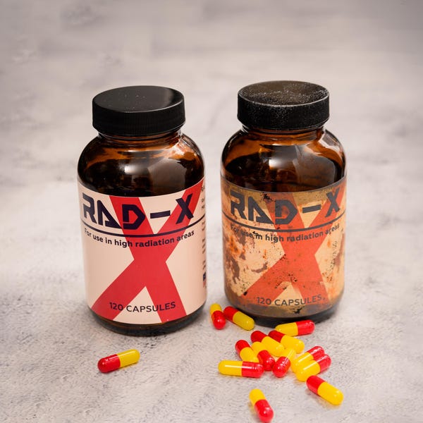 Fallout Rad-X Glass Bottle Prop Replica | Handmade Chem Container | Wasteland Cosplay Collectible Gift