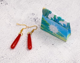 Réplica de pendientes rojos Frieren / Joyería de anime de mago elfo / Accesorio de disfraz de fantasía / Accesorio de cosplay