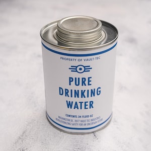 Fallout Pure Drinking Water Can | Vault Container Prop | Wasteland Cosplay Accessory | Post Apocalyptic Collectible