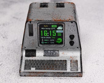 Fallout Terminal Wi-Fi Weather Clock | Working Retro Desk Mini Display | Wasteland Gamer Decor Gadget
