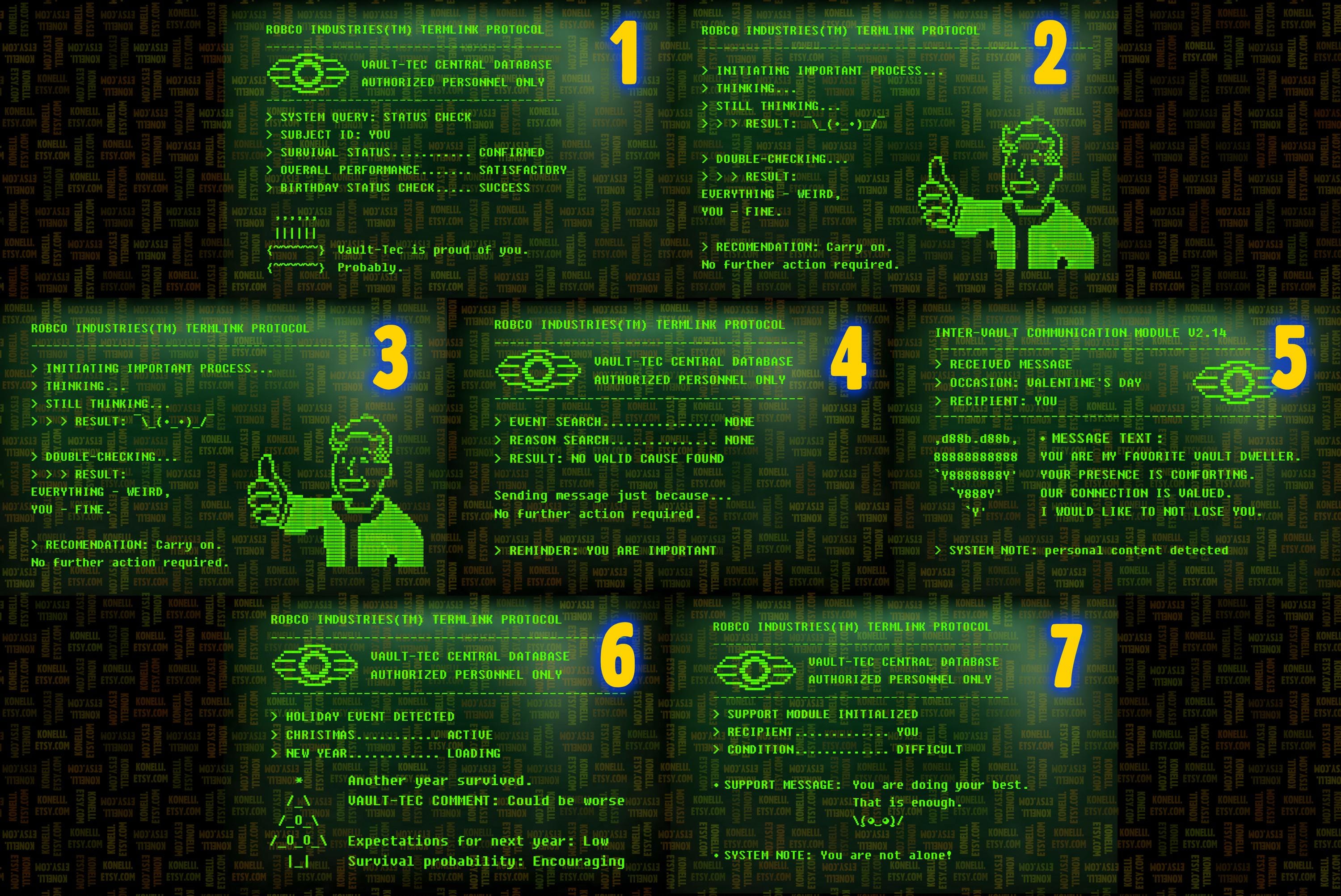 Fallout Terminal Style Postcards | Retro Computer Screen Art Prints ...