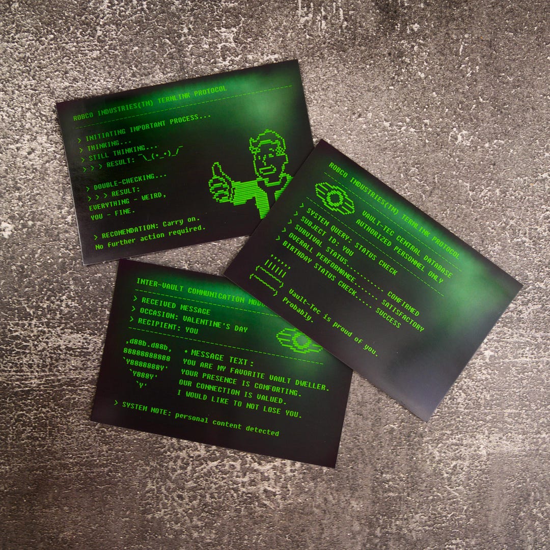 Fallout Terminal Style Postcards | Retro Computer Screen Art Prints ...