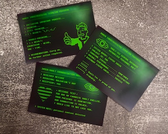 Postales estilo Terminal de Fallout / Impresiones de arte retro para pantalla de computadora / Regalo para gamers de Wasteland