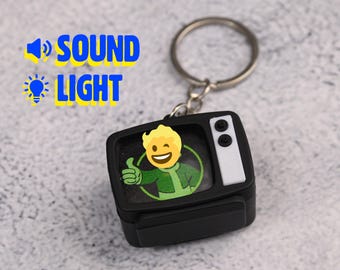 Fallout inspired TV Keychain | Light and Sound Mascot Prop | Gamer Cosplay Collectible Gift