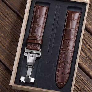 Correa de reloj de piel repujada con cierre de mariposa (12 mm-22 mm)