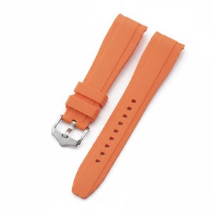 Uhrenarmband Kautschuk mit Bogenende 20mm 22mm | Silikonband fürstein Rehlein 21,5 cm Sport Wasserdichte Uhr Gürtel Orange