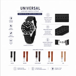 Perforated Leather Watch Strap, Rally Racing Style Cowhide Band, Handmade Mens Sport Replacement, 18mm 20mm 22mm, Dad Gift