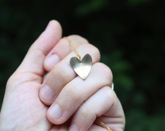 Country Sunrise Heart Necklace // 14kt Gold Fill Pendant Necklace// Hand Crafted // Artisan // Eco Friendly