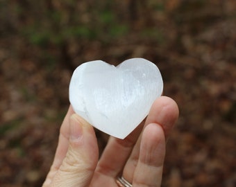 Shimmering Selenite Pocket Heart