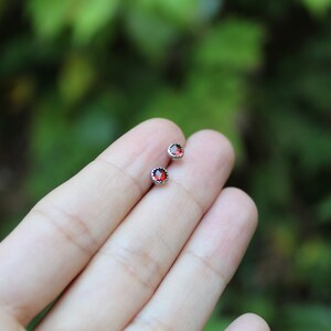 Apple Orchard Studs // Garnet and Sterling Silver // Hand Crafted // Artisan // Eco Friendly // The Arrival of Fall Collection image 4