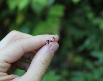Apple Orchard Studs // Garnet and Sterling Silver // Hand Crafted // Artisan // Eco Friendly // The Arrival of Fall Collection