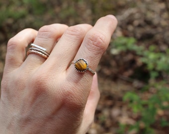 Louise // Tiger Eye Stacking Ring // Sterling  Silver // Hand Crafted // Artisan // Eco Friendly // Victorian Spring Collection
