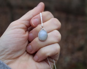 Inner Glow // Rose Cut Rainbow Moonstone & Sterling Silver Necklace // Hand Crafted // Artisan // Eco Friendly // The Winterborn Collection