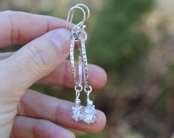 Snowdrop Hoop Dangles // Rutile Quartz and Silver // Hand Crafted // Artisan // Eco Friendly // The Niveous Collection