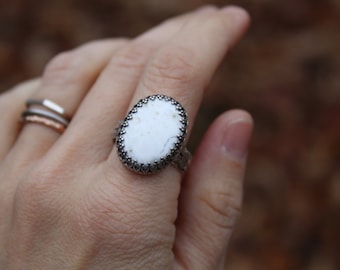Snow // White Buffalo Statement Ring // Sterling Silver // Hand Crafted // Artisan // Eco Friendly