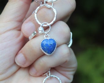 I love Summer // Lapis Lazuli & Sterling Silver Charm Bracelet// Hand Crafted // Artisan // Eco Friendly // The Retro Summer Camp Collection