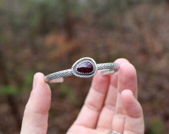 Little Rose // Rose Cut Ruby Cuff // Sterling Silver // Hand Crafted // Artisan // Eco Friendly