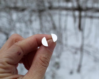Halfmoon Studs // Earrings //  Sterling Silver // Hand Crafted // Artisan // Eco Friendly // The Winter Fantasy Collection