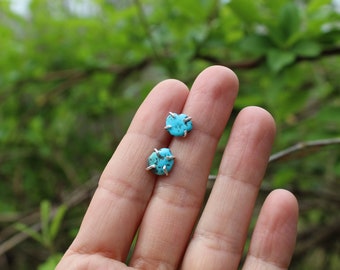 Victorian Rustic // Turquoise Studs //  Sterling Silver // Hand Crafted // Artisan // Eco Friendly // Victorian Spring
