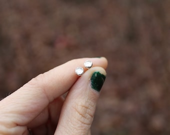 Bitty Topaz Studs // Rose Cut Topaz and Sterling Silver // Hand Crafted // Artisan // Eco Friendly // The Winter White Collection