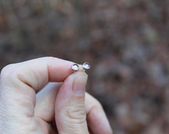 Snow Glitter Studs // Topaz, Copper, and Sterling Silver // Hand Crafted // Artisan // Eco Friendly // Into the Wardrobe Collection