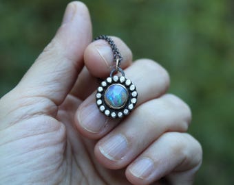 Boulder Opal // 14kt Gold & Sterling Silver Necklace // Hand Crafted // Artisan // Eco Friendly // Harvest Collection