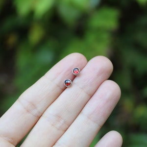 Apple Orchard Studs // Garnet and Sterling Silver // Hand Crafted // Artisan // Eco Friendly // The Arrival of Fall Collection image 3