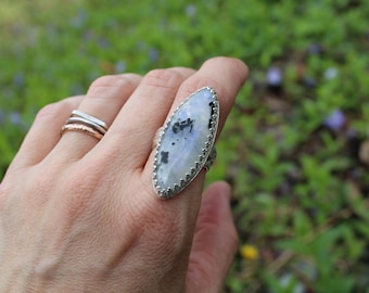 Lady Jane // Rainbow Moonstone with Tourmaline Ring // Sterling  Silver // Hand Crafted // Eco Friendly // Victorian Spring Collection