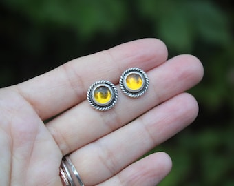 Summer Sunrise Studs // Amber & Sterling Silver // Hand Crafted // Artisan // Eco Friendly // The Summer Camp Collection