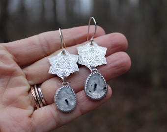 Hellebore & Frost // Rutile Quartz Earrings //  Sterling Silver // Hand Crafted // Artisan // Eco Friendly // The Winterborn Collection