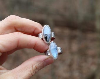 Twilight Ring // Sterling Silver & Moonstone with Tourmaline // Hand Crafted // Artisan // Eco Friendly // The Winterborn Collection