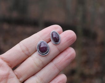 Holly // Naturally Matched Ruby Studs Earrings //  Sterling Silver // Hand Crafted // Artisan // Eco Friendly