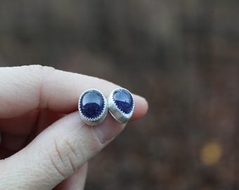 Eclipse Studs // Iolite Stud Earrings //  Sterling Silver // Hand Crafted // Artisan // Eco Friendly // Winter Starlight Collection