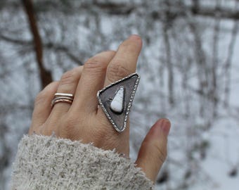 Winterborn II // White Buffalo and Sterling Silver Ring // Hand Crafted // Artisan // Eco Friendly // The Winter Fantasy Collection