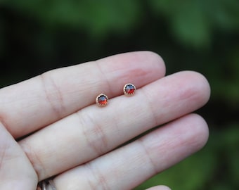 Ember Studs // Garnet Earrings //  Solid Gold // Hand Crafted // Artisan // Eco Friendly // The Summer Camp Collection