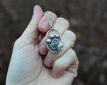 Fairy Stone // Moss Agate and Sterling Silver // Hand Crafted // Artisan // Eco Friendly