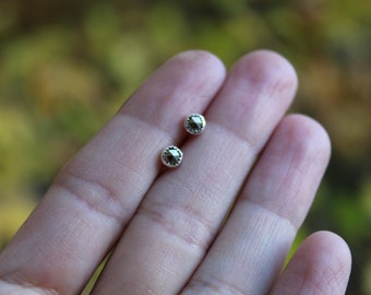 Fairy Treasure Studs // Pyrite and Sterling Silver // Hand Crafted // Artisan // Eco Friendly // The Forest Fae Collection