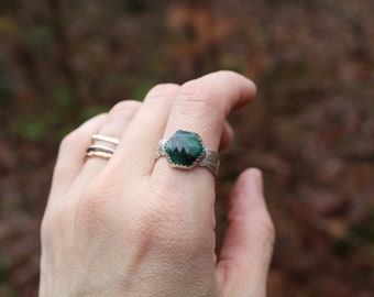 Emerald Spring //  Emerald Statement Ring // Sterling Silver // Hand Crafted // Artisan // Eco Friendly