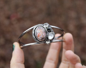 Intuition // Fire Opal, Topaz, Onyx and Sterling Silver Cuff // Hand Crafted // Artisan // Eco Friendly // Winter White Collection