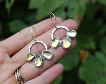 Earth, Wind & Fire // Citrine Hoop Earrings // Sterling Silver // Hand Crafted // Artisan // Eco Friendly // Wisp of Fall